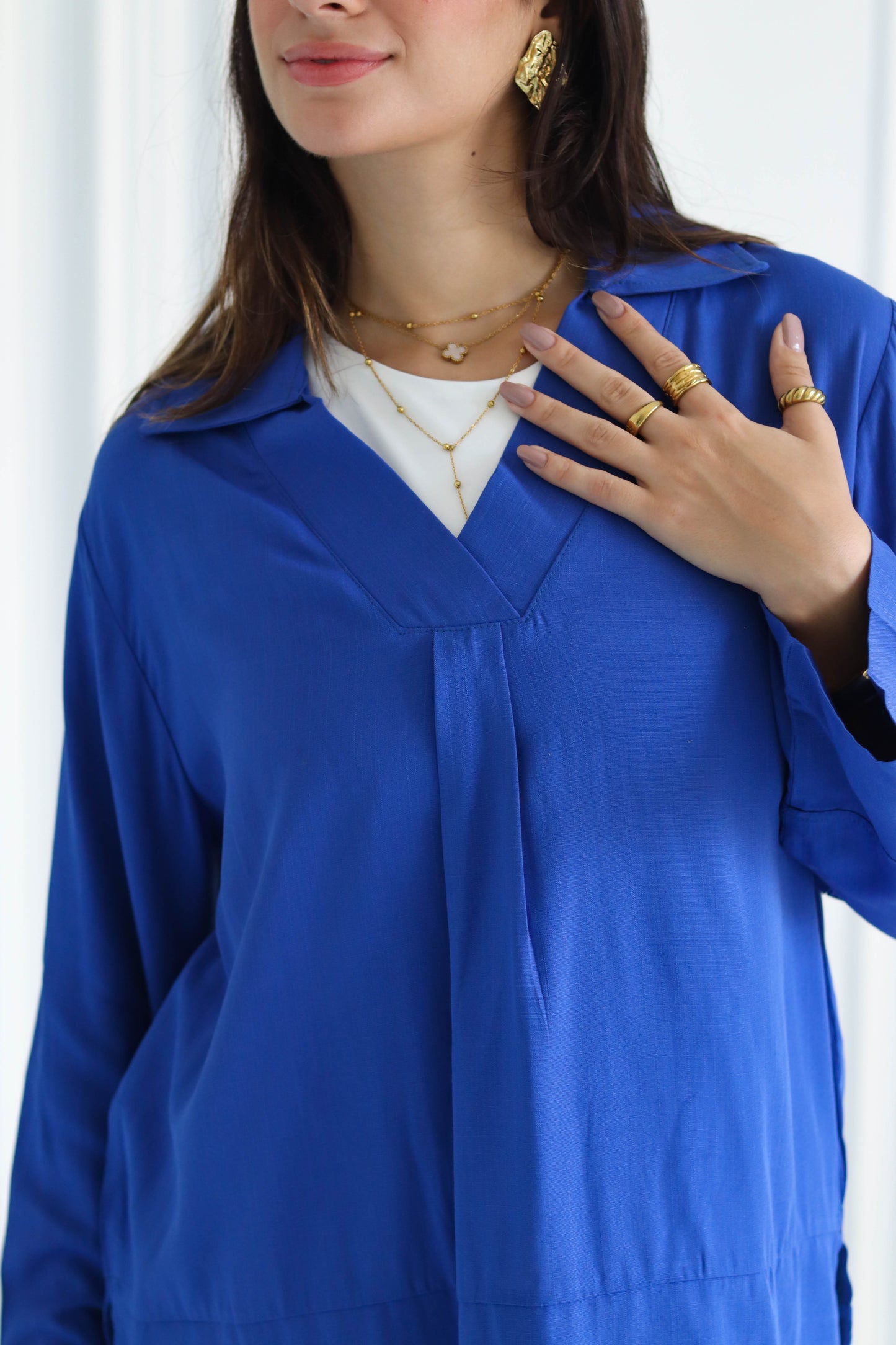 Basic linen shirt in blue