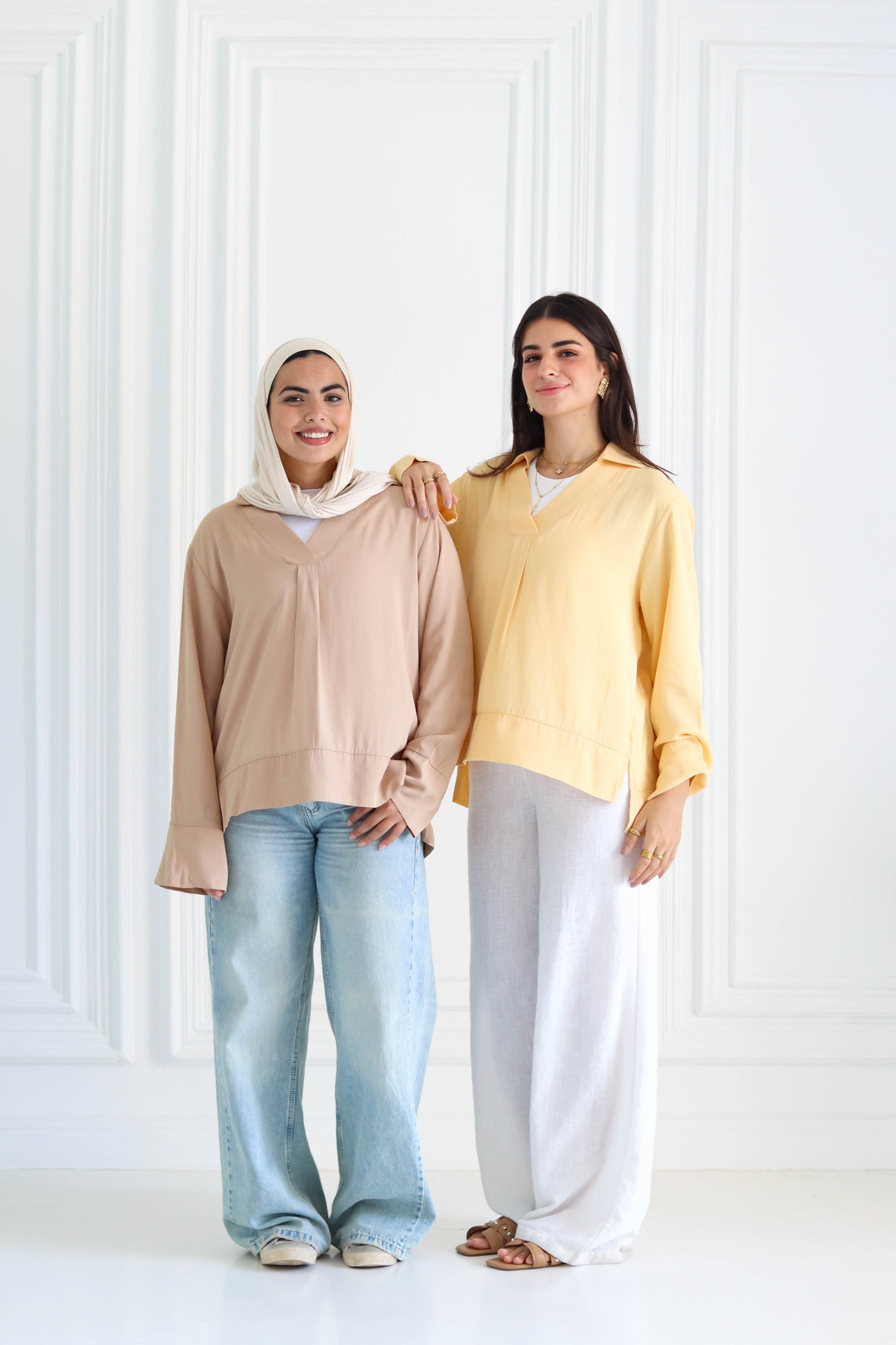 Basic linen shirt in yellow
