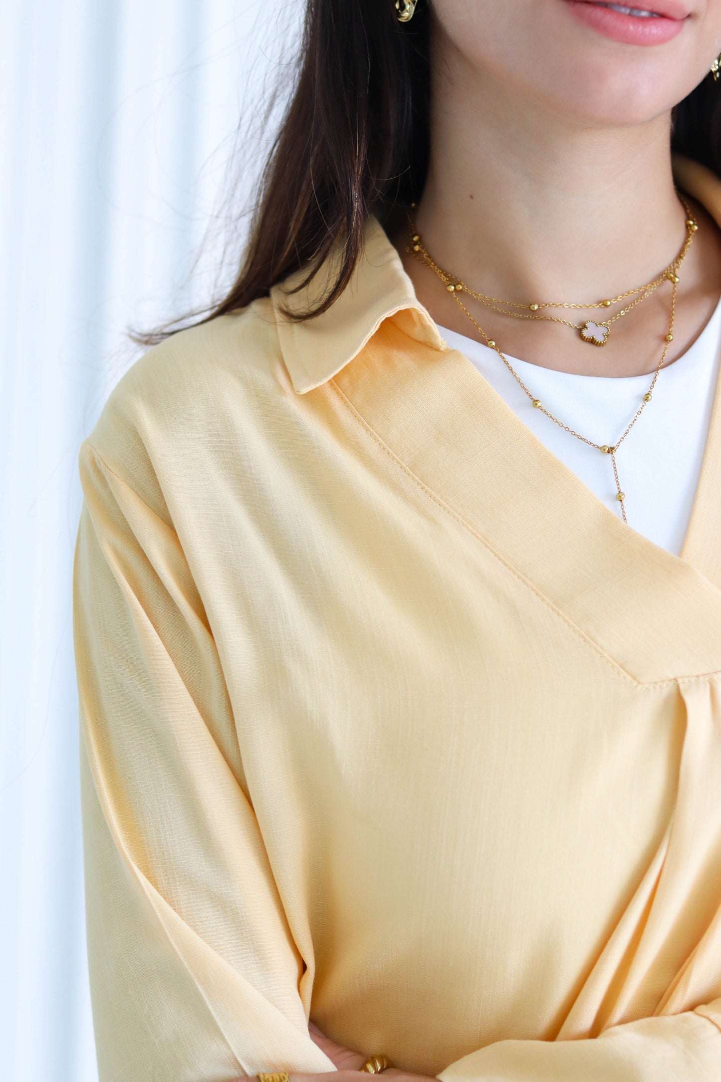 Basic linen shirt in yellow