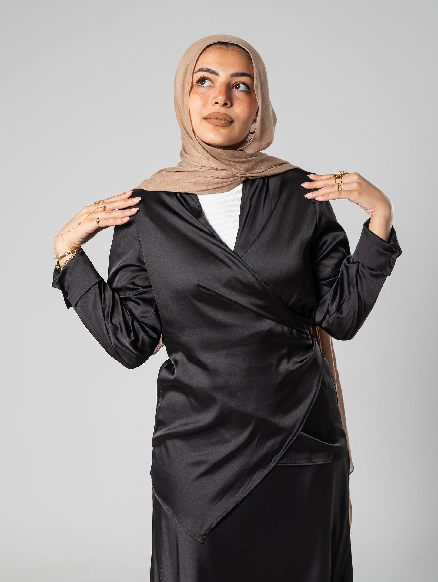 Wrap satin blouse