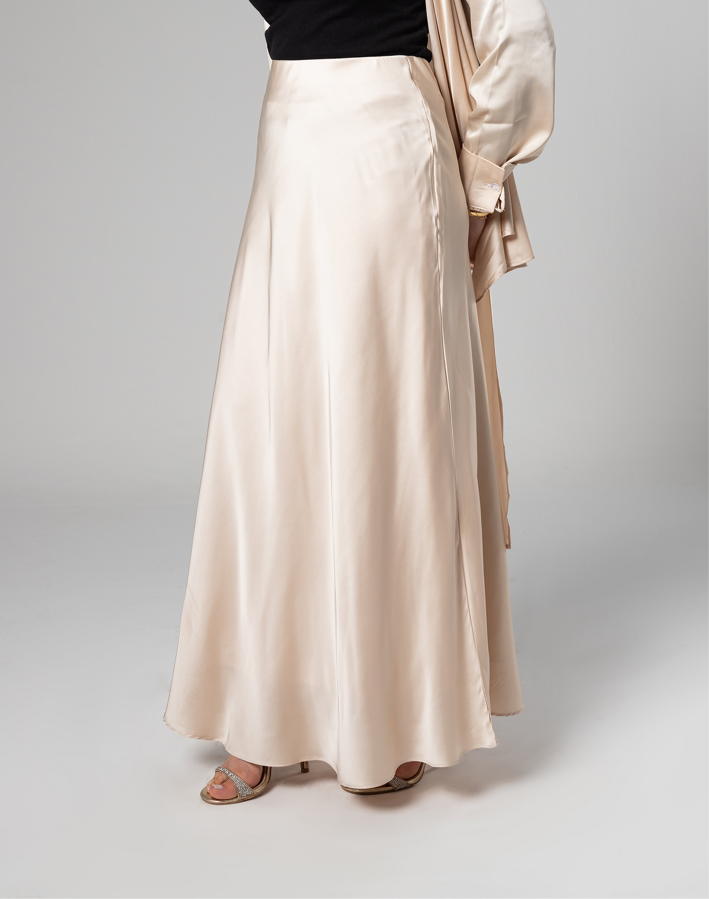 Lined satin skirt