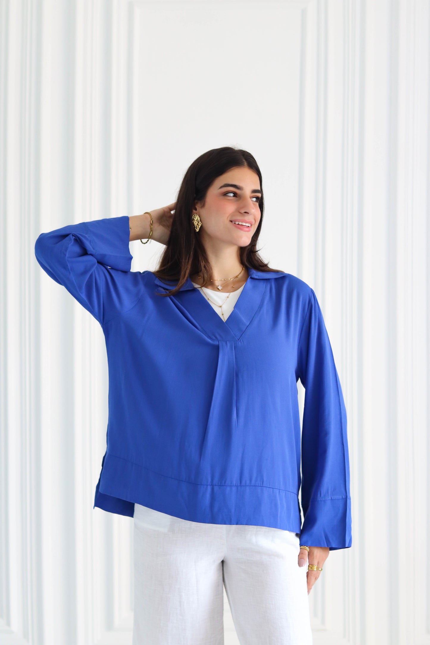 Basic linen shirt in blue
