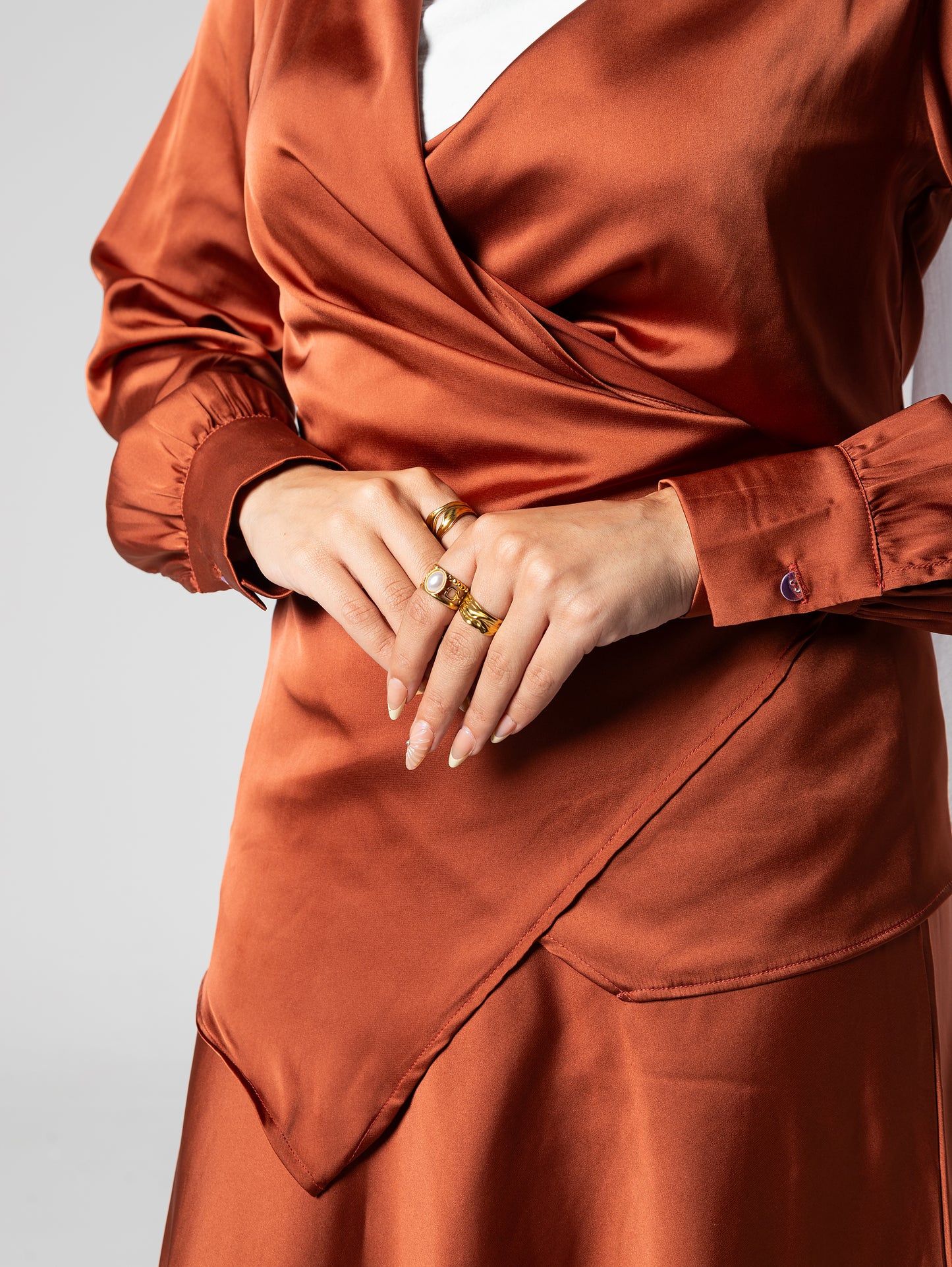 Wrap satin blouse