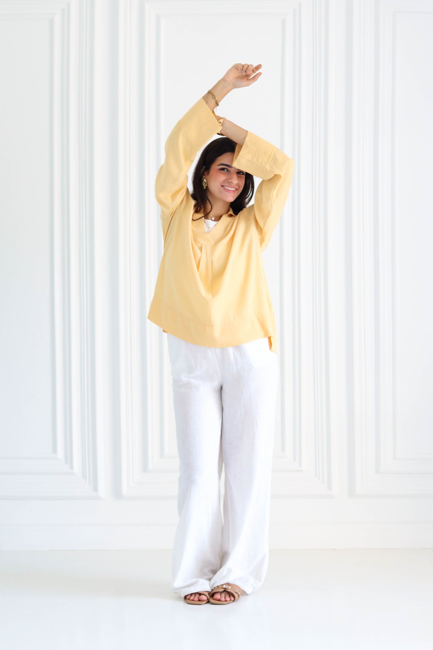Basic linen shirt in yellow