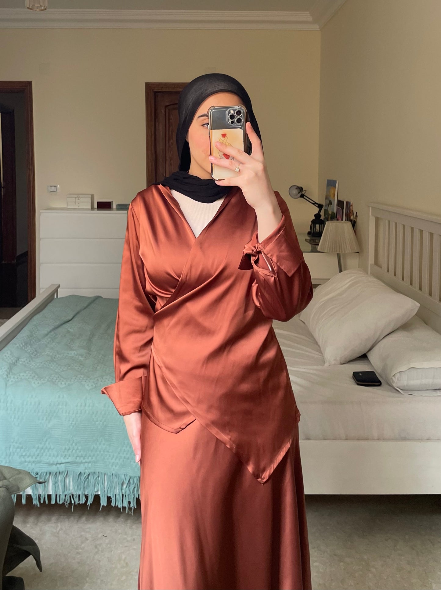 Wrap satin blouse