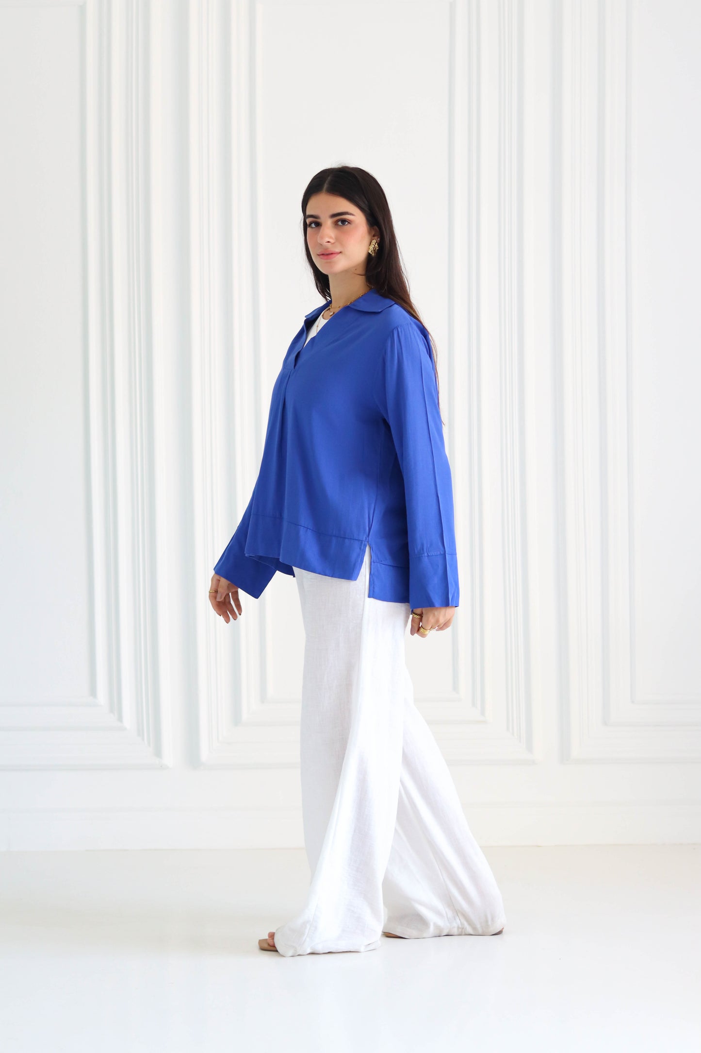 Basic linen shirt in blue