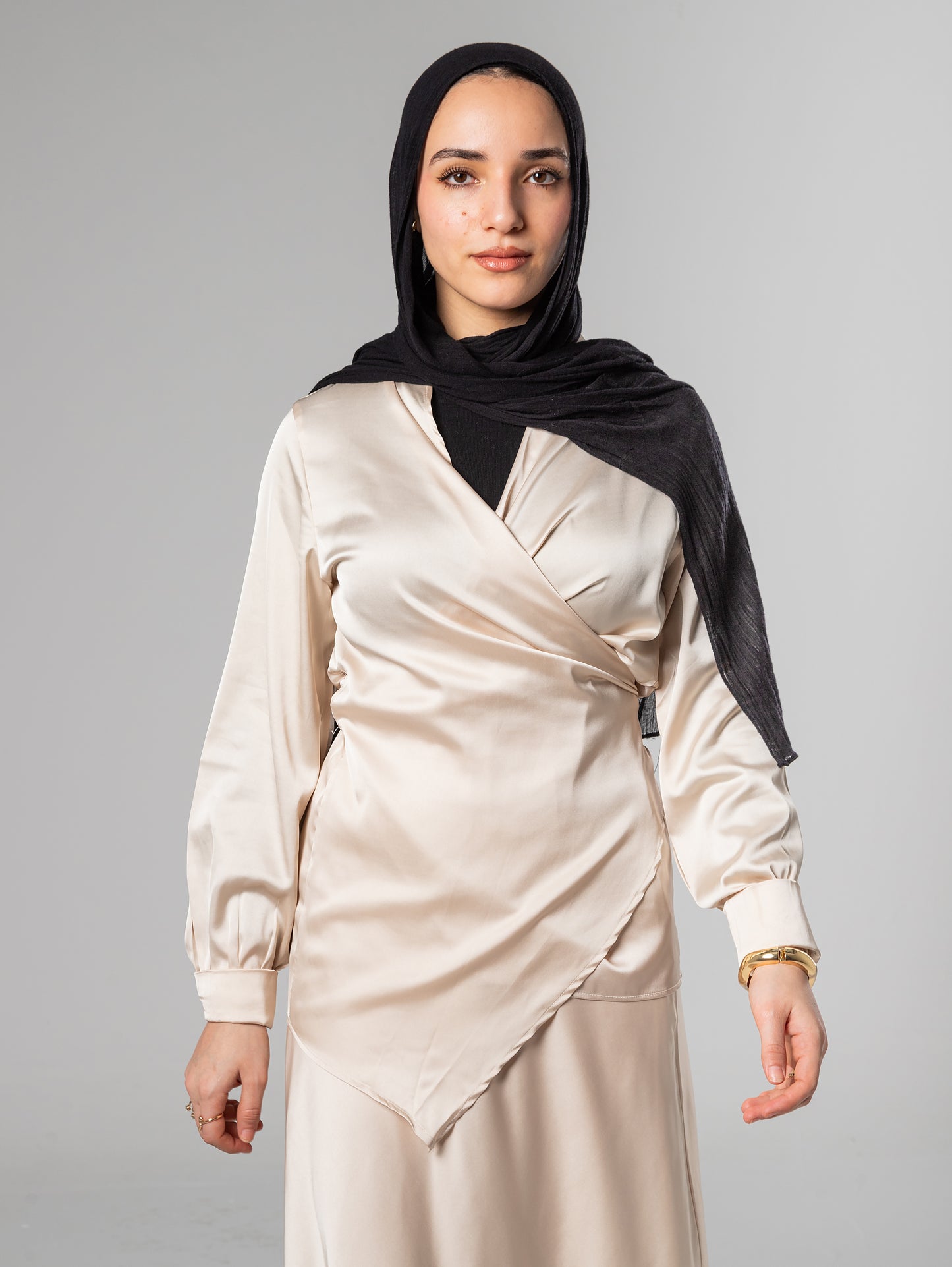 Wrap satin blouse