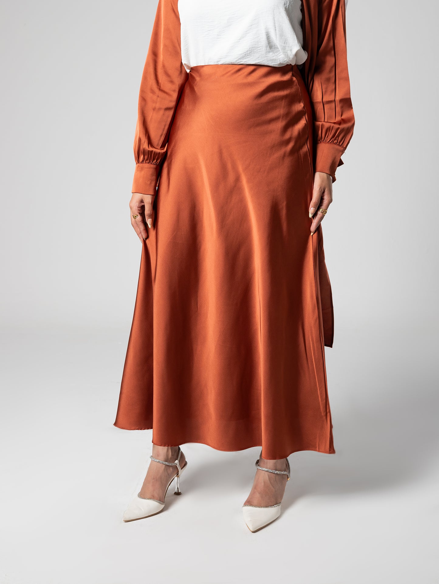 Lined satin skirt