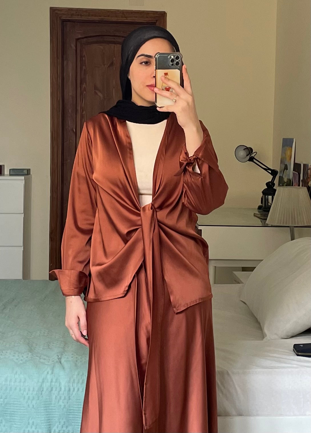 Wrap satin blouse