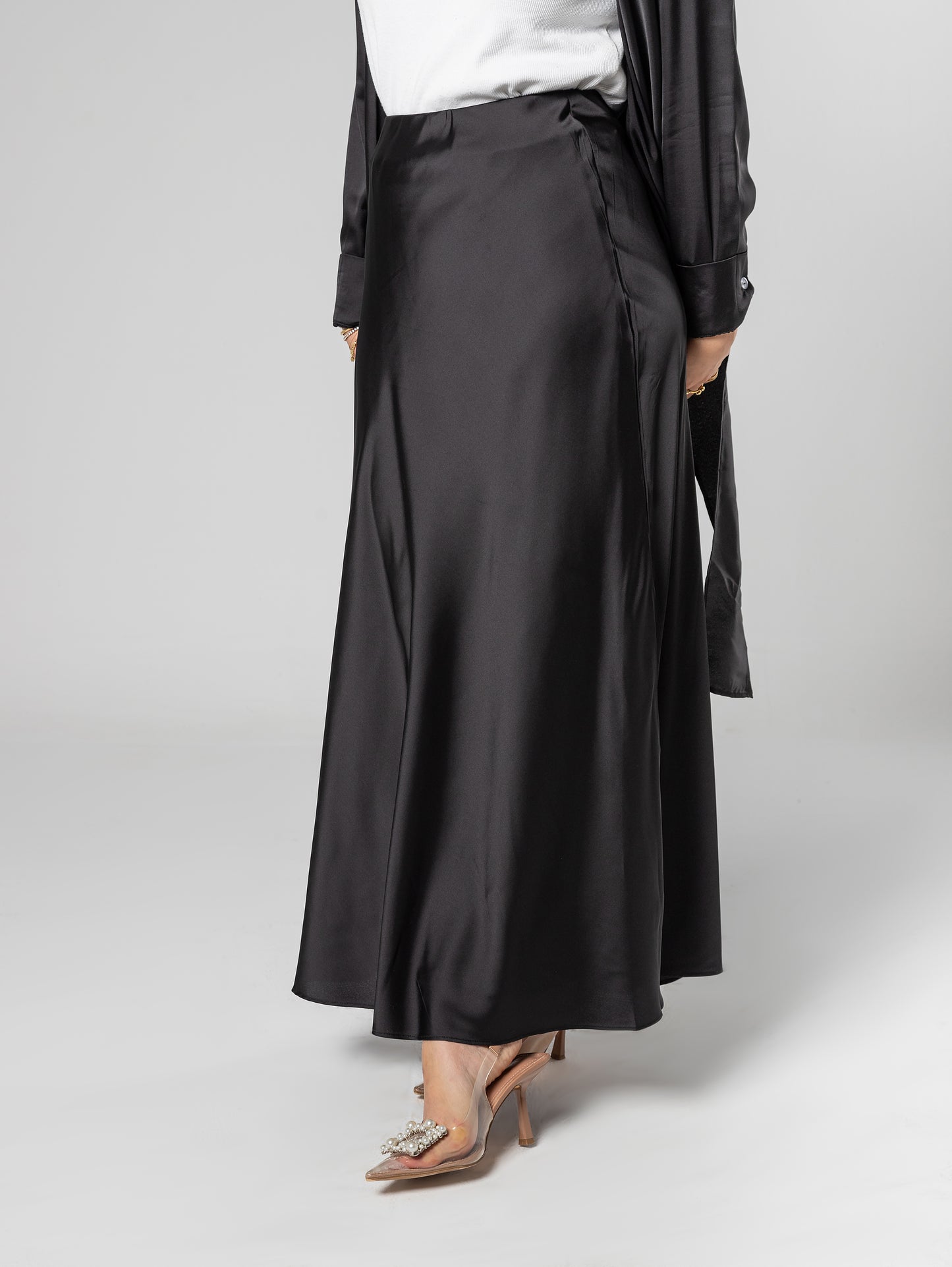 Lined satin skirt