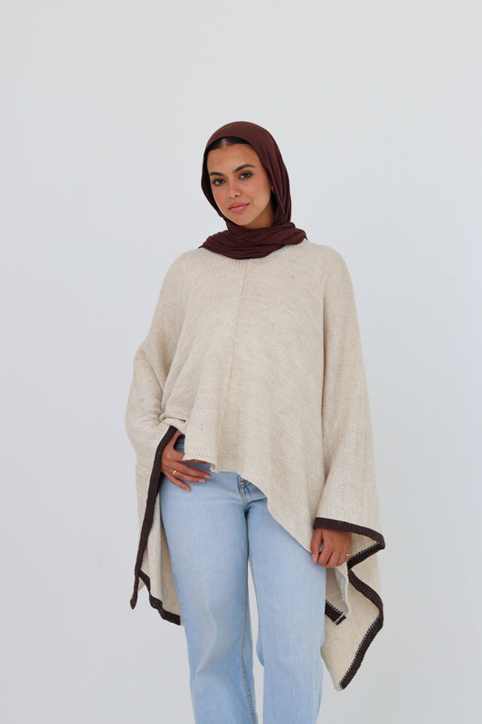 Seren Knit Cape in beige