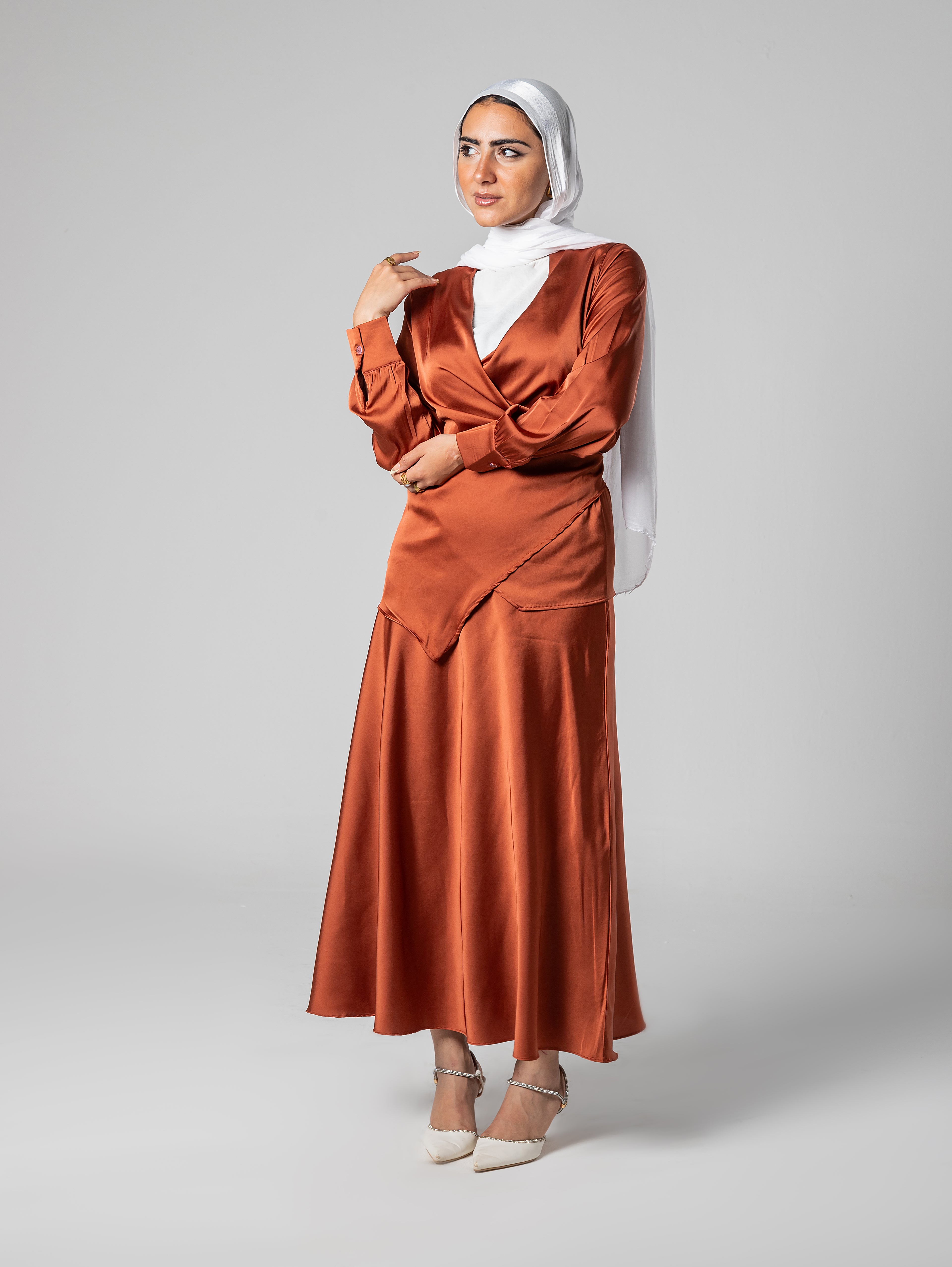 Wrap satin blouse