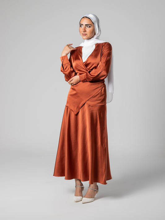 Wrap satin blouse
