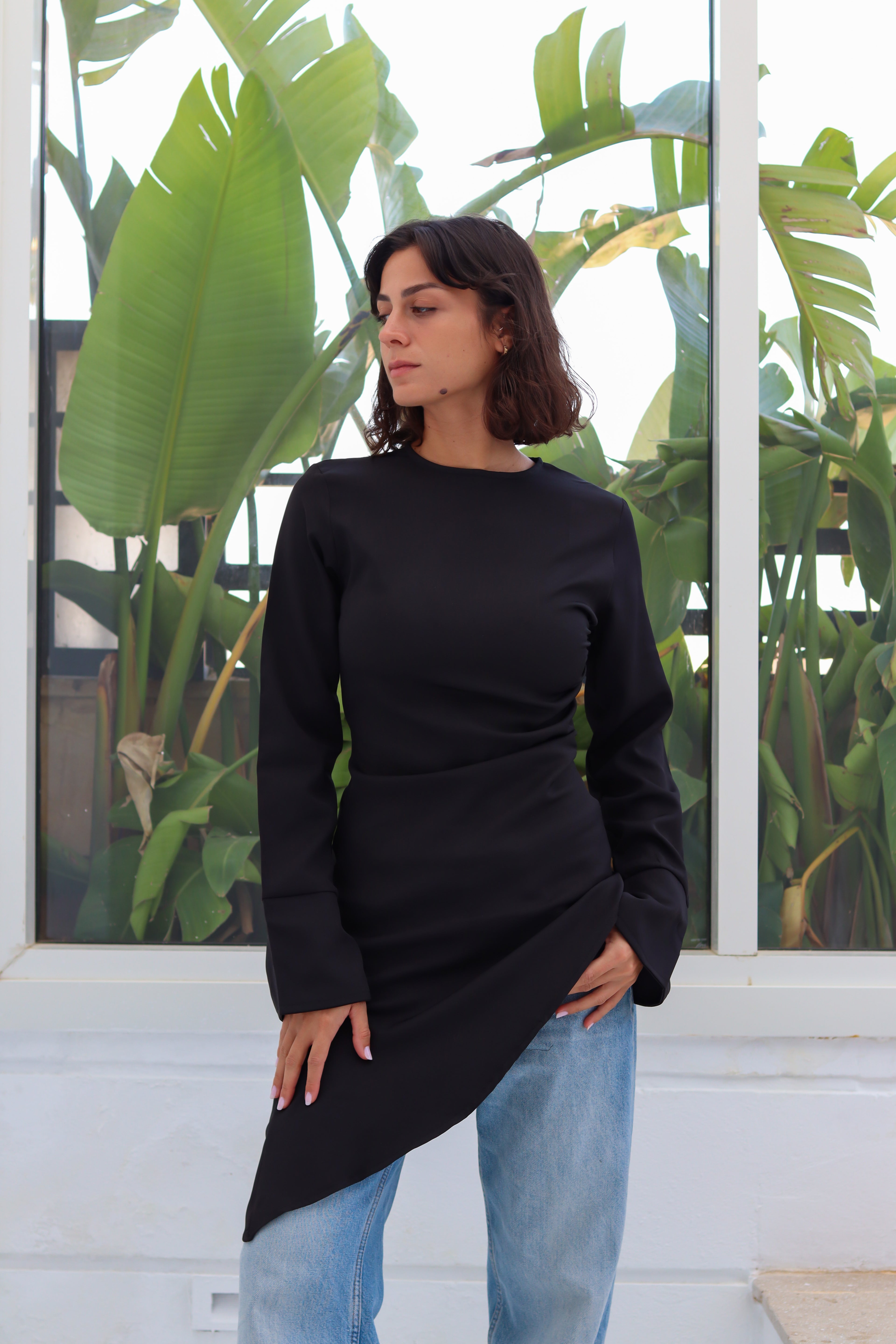 Zipper back blouse
