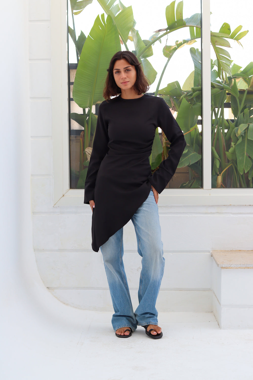 Zipper back blouse