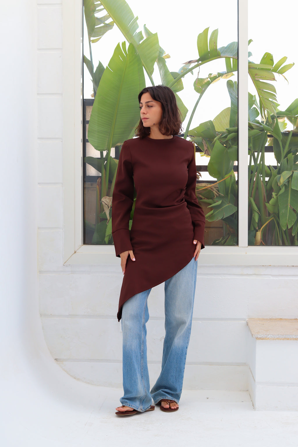Zipper back blouse
