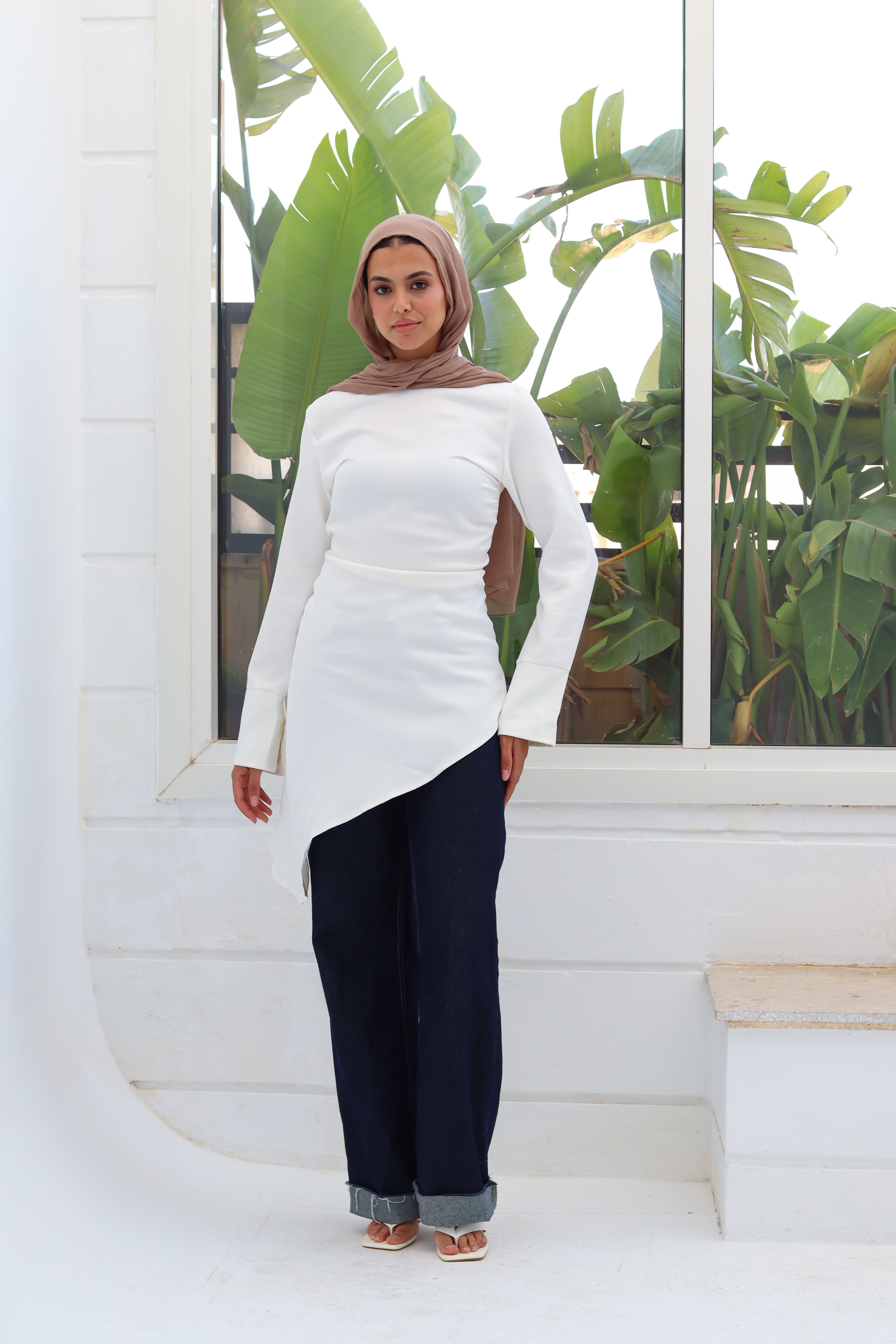 Zipper back blouse