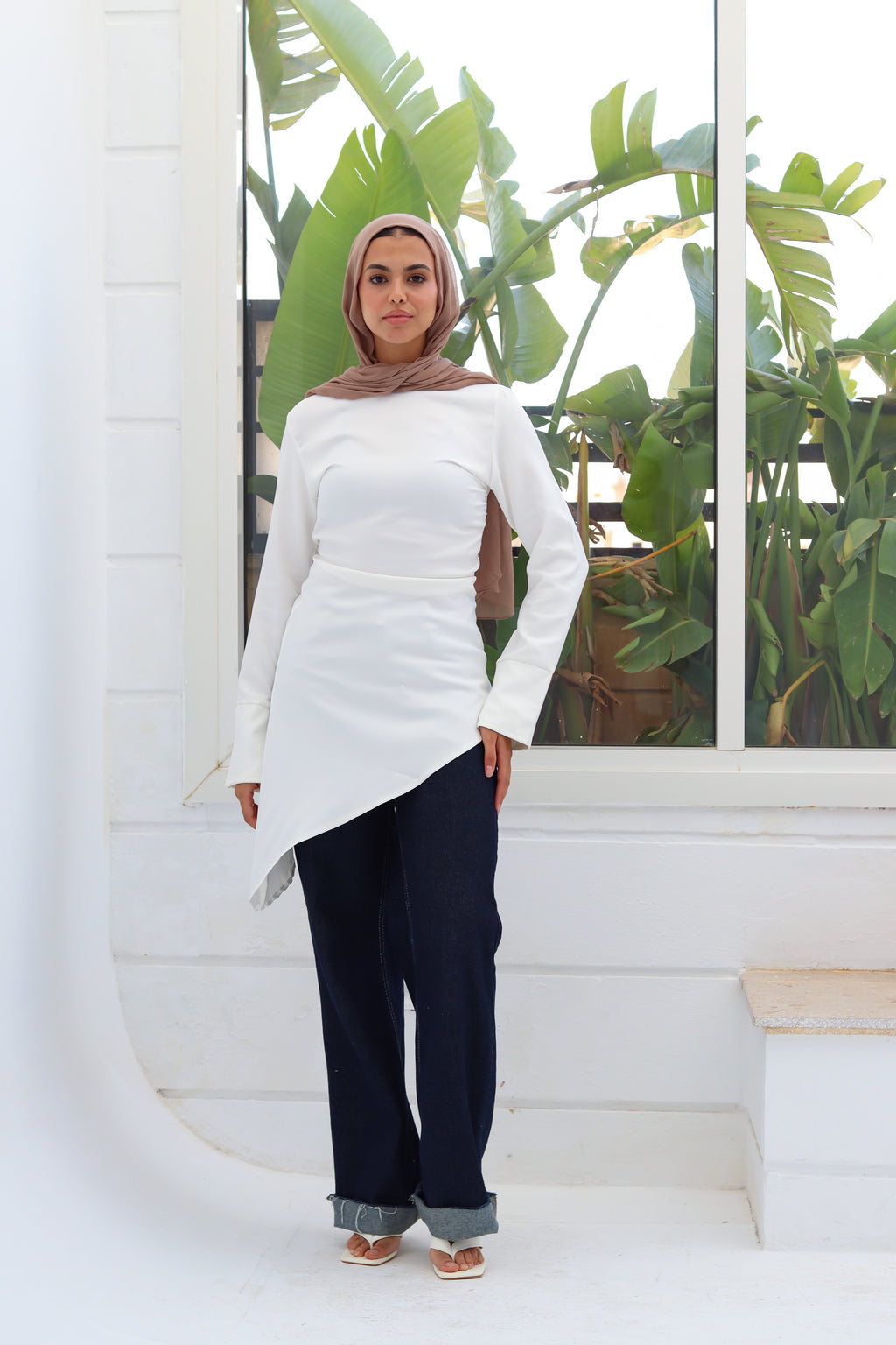 Zipper back blouse