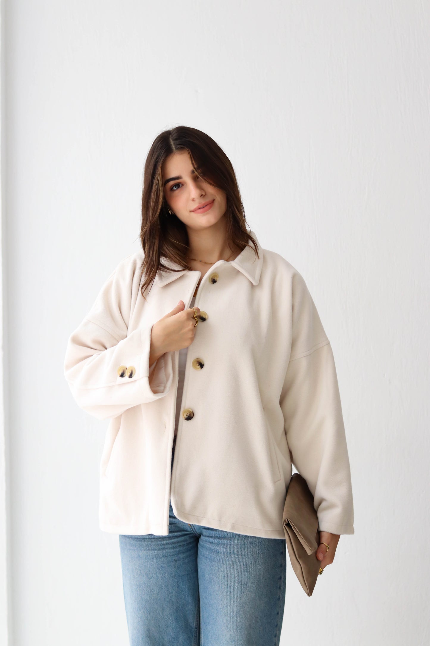 Cozy Buttoned Jacket -in warm off-white