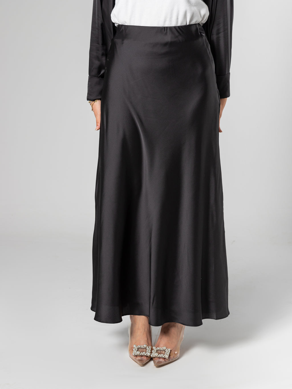 Lined satin skirt