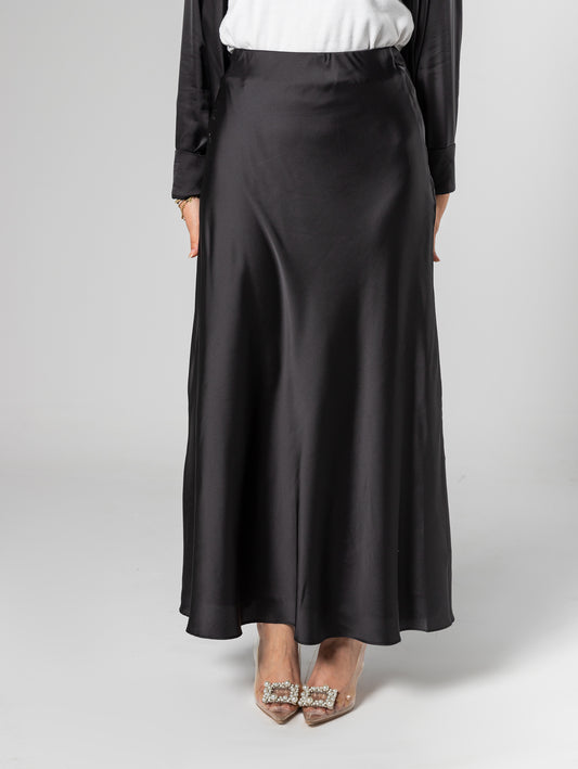 Lined satin skirt