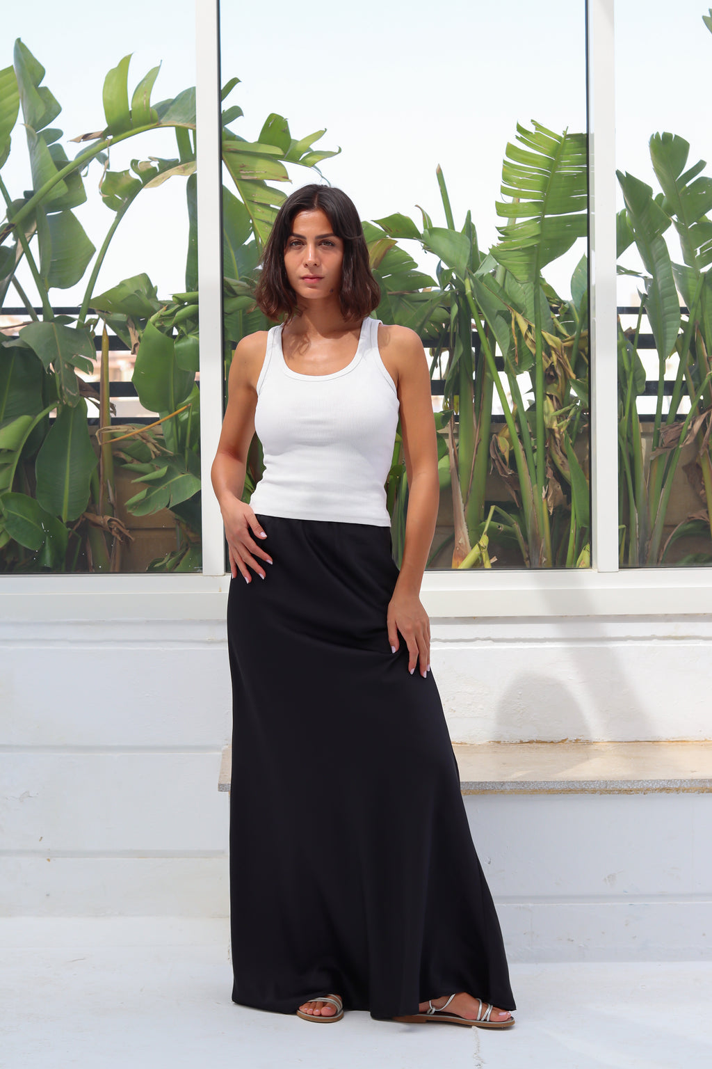 Satin skirt in Black