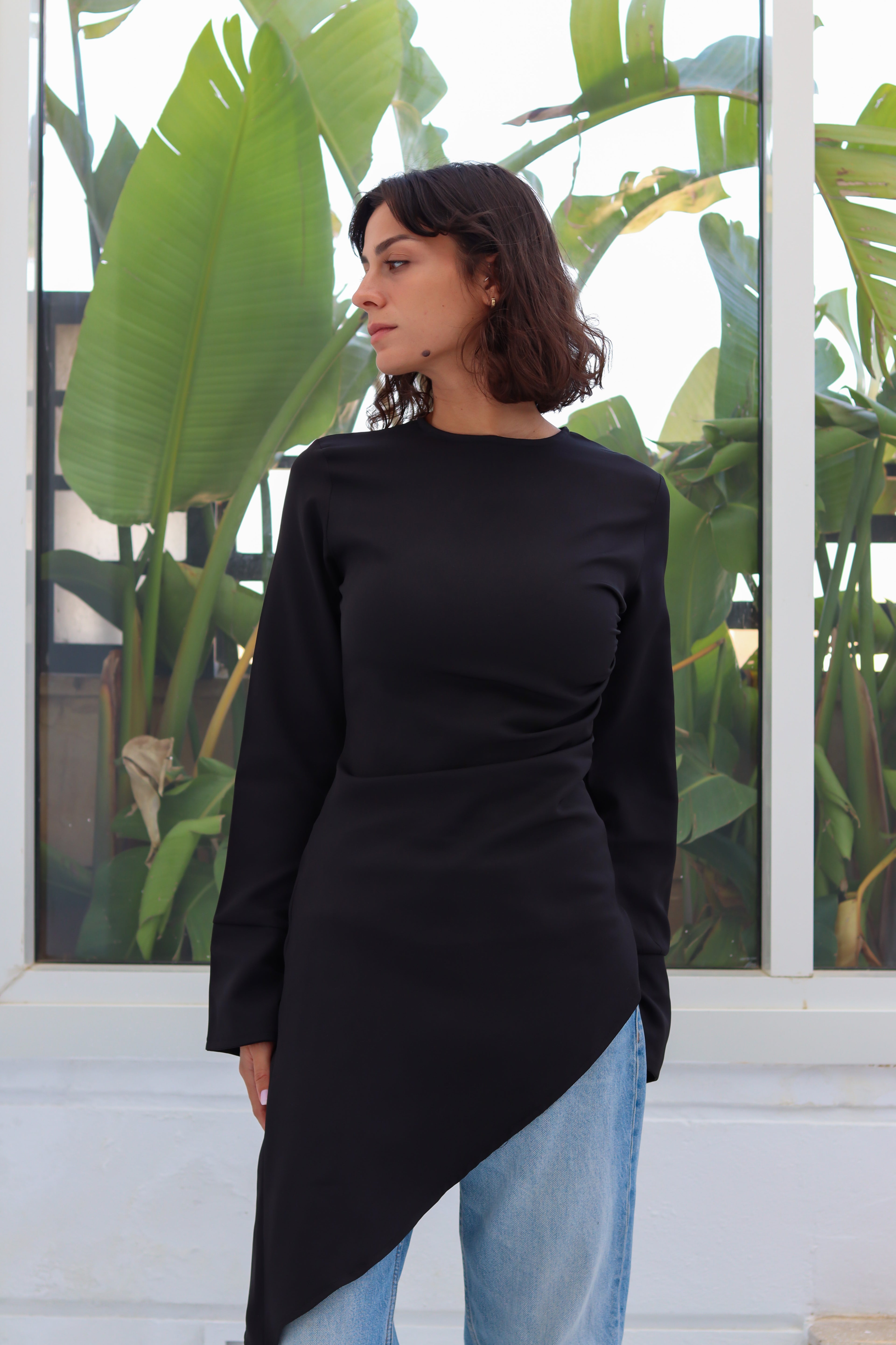 Zipper back blouse