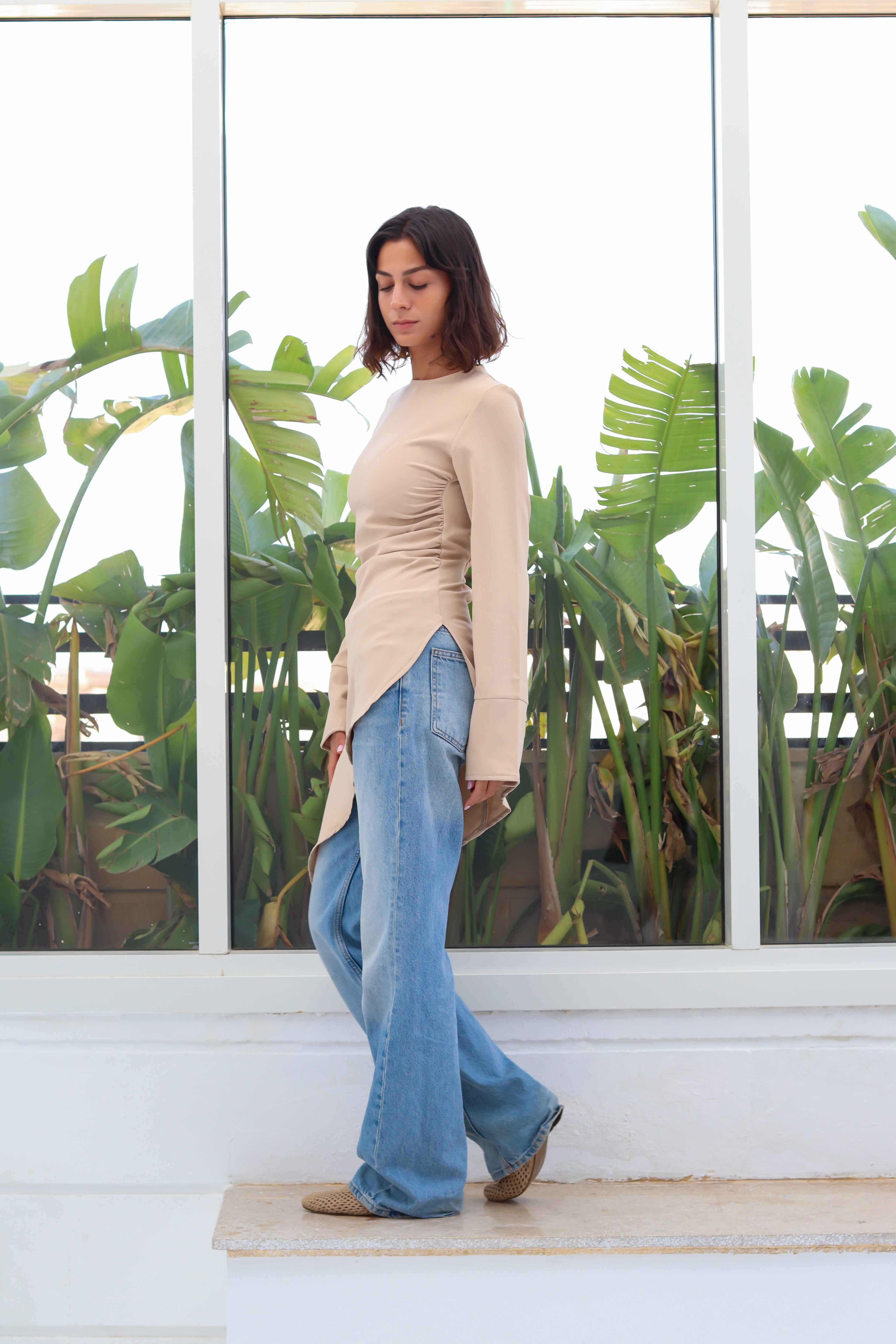 Zipper back blouse