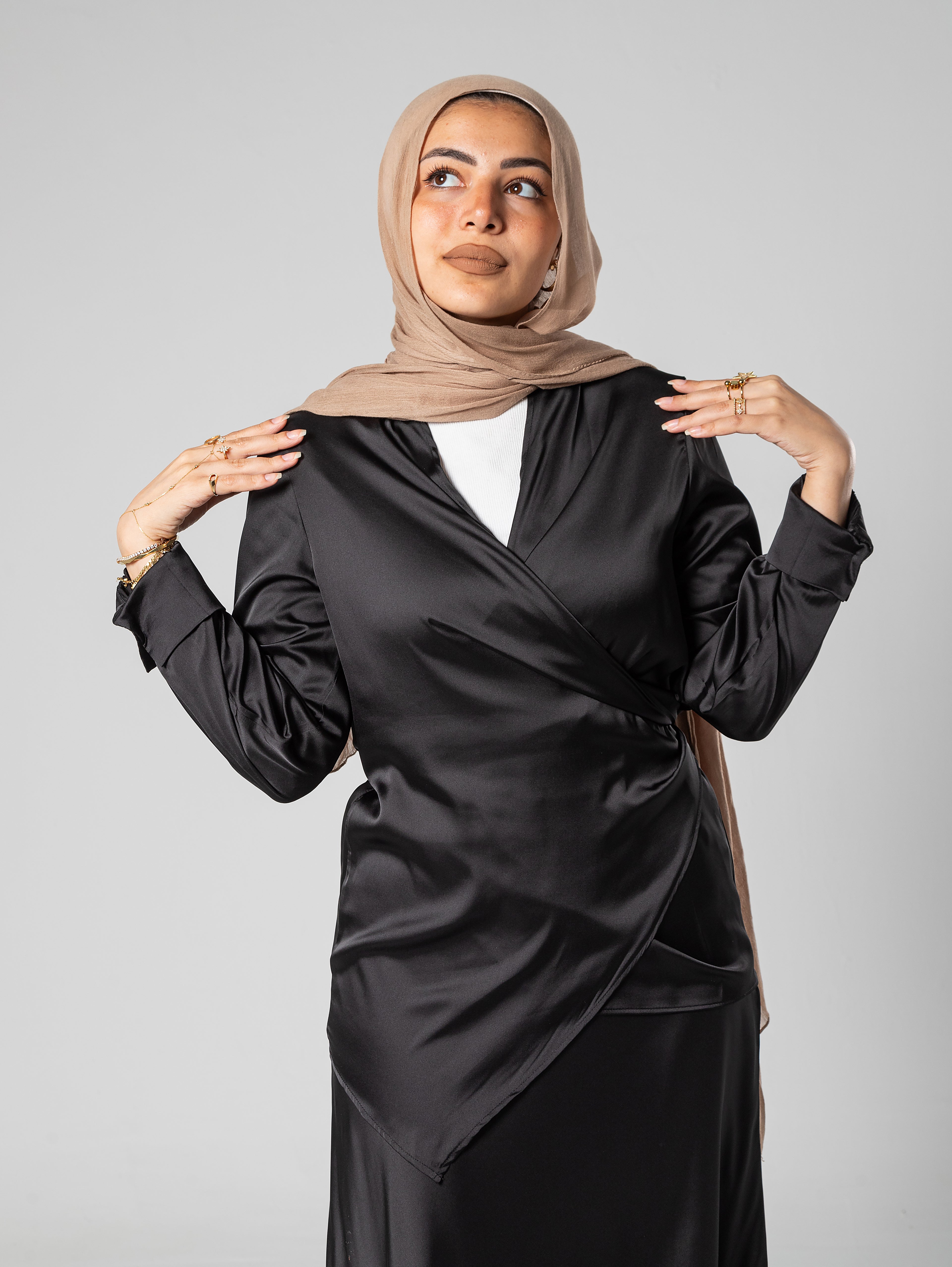 Wrap satin blouse