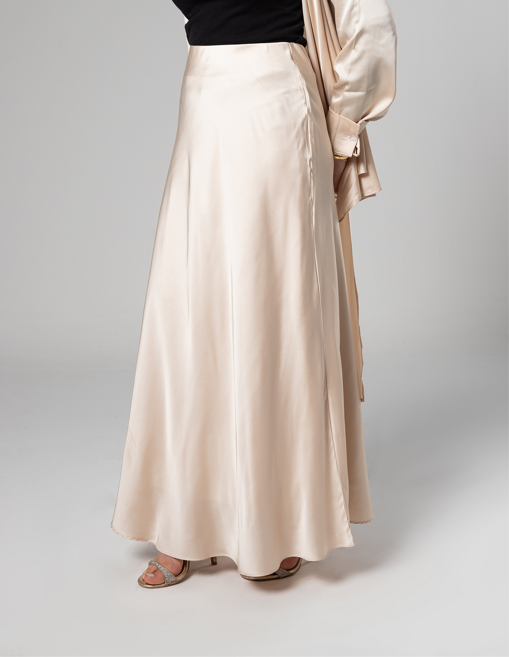 Lined satin skirt