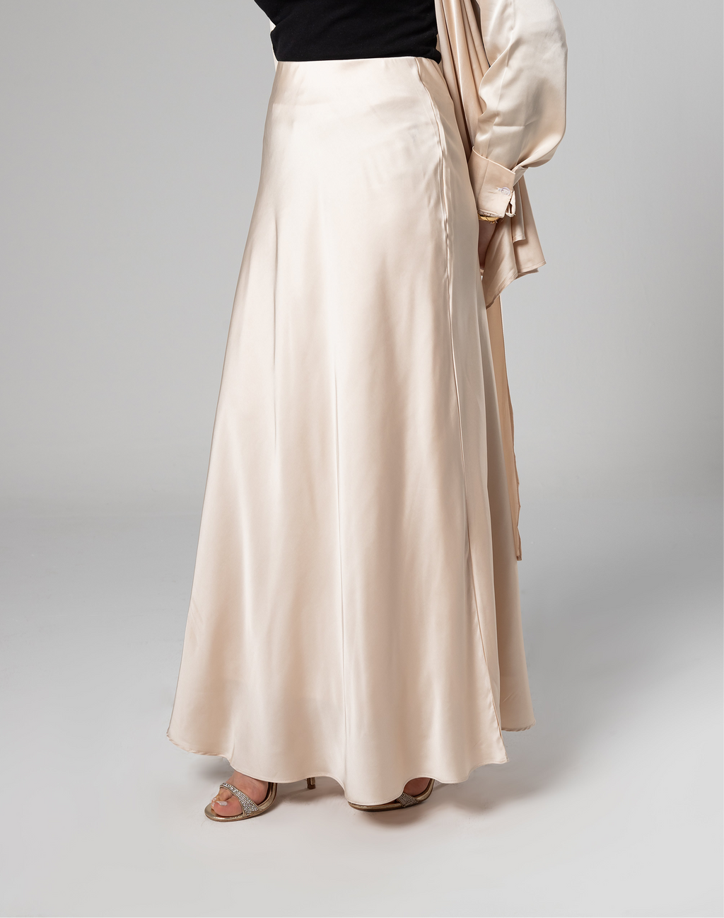 Lined satin skirt