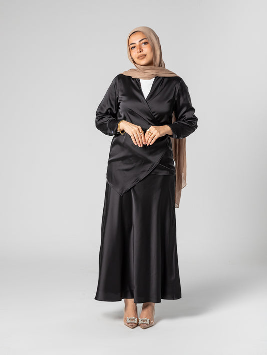 Wrap satin blouse