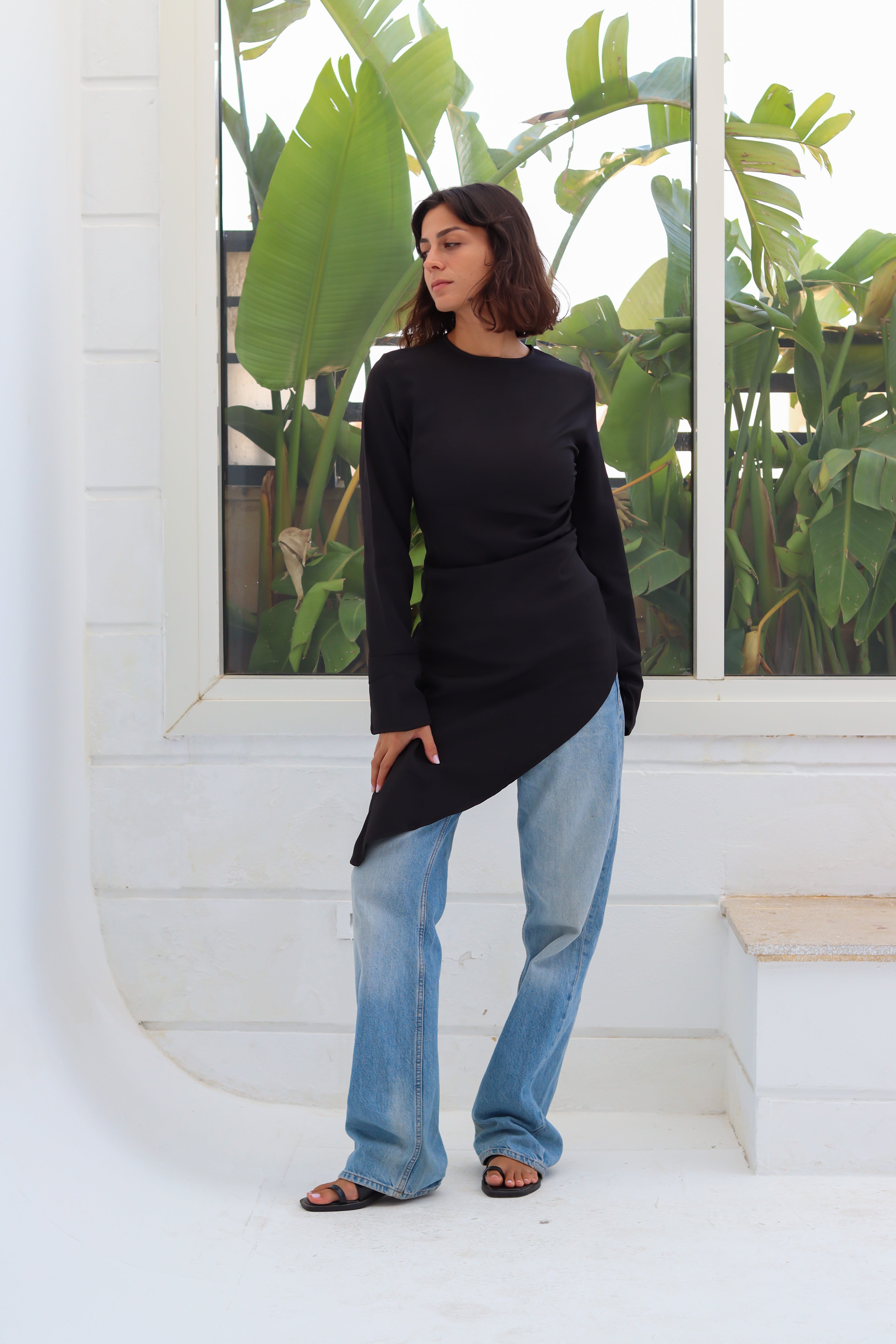 Zipper back blouse