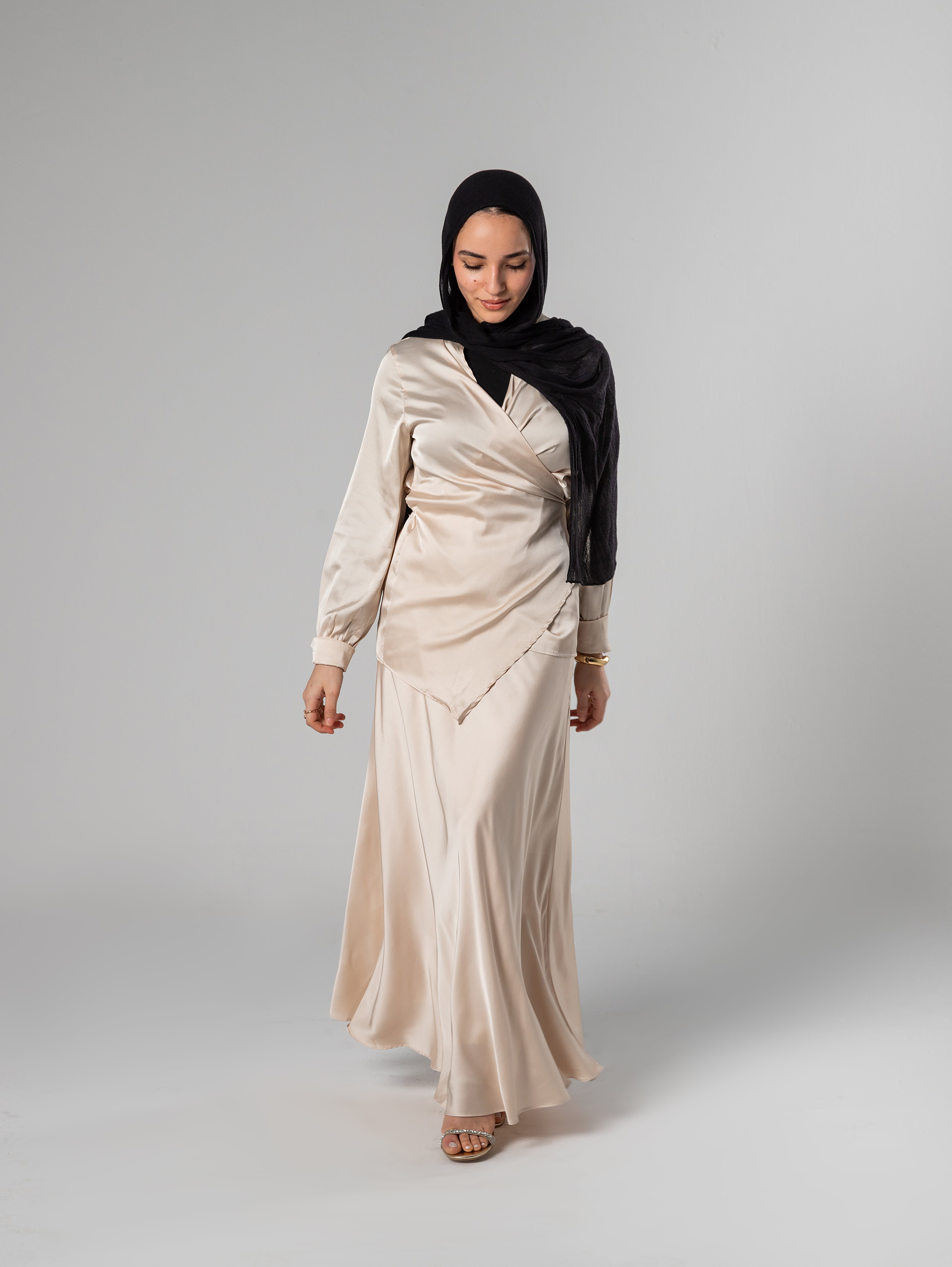 Wrap satin blouse
