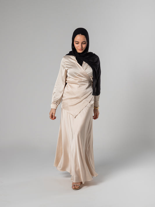 Wrap satin blouse