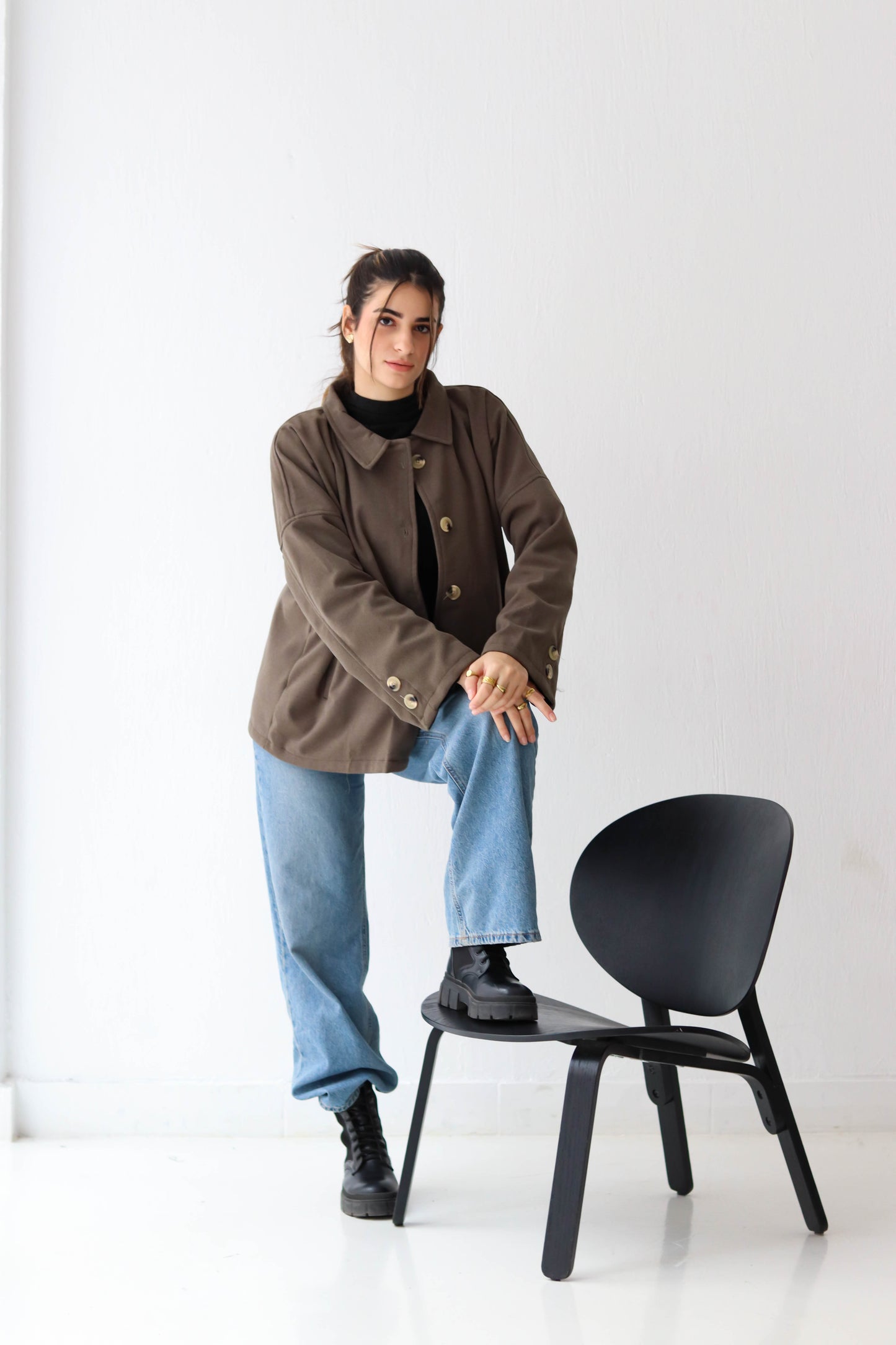 Cozy Buttoned Jacket -in olive