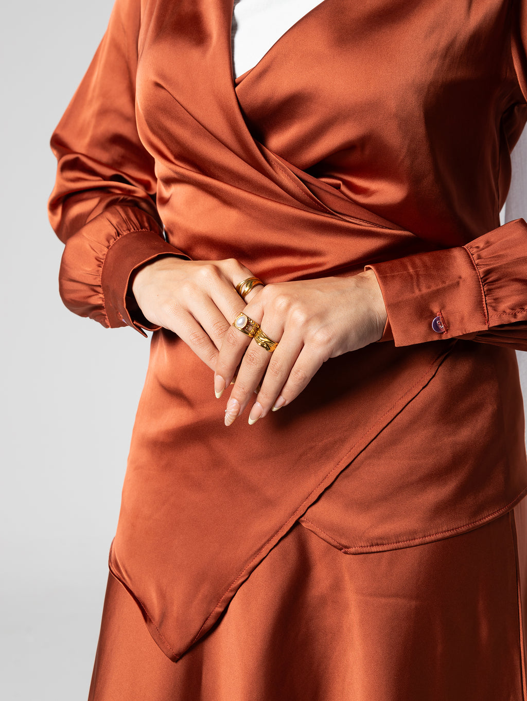 Wrap satin blouse