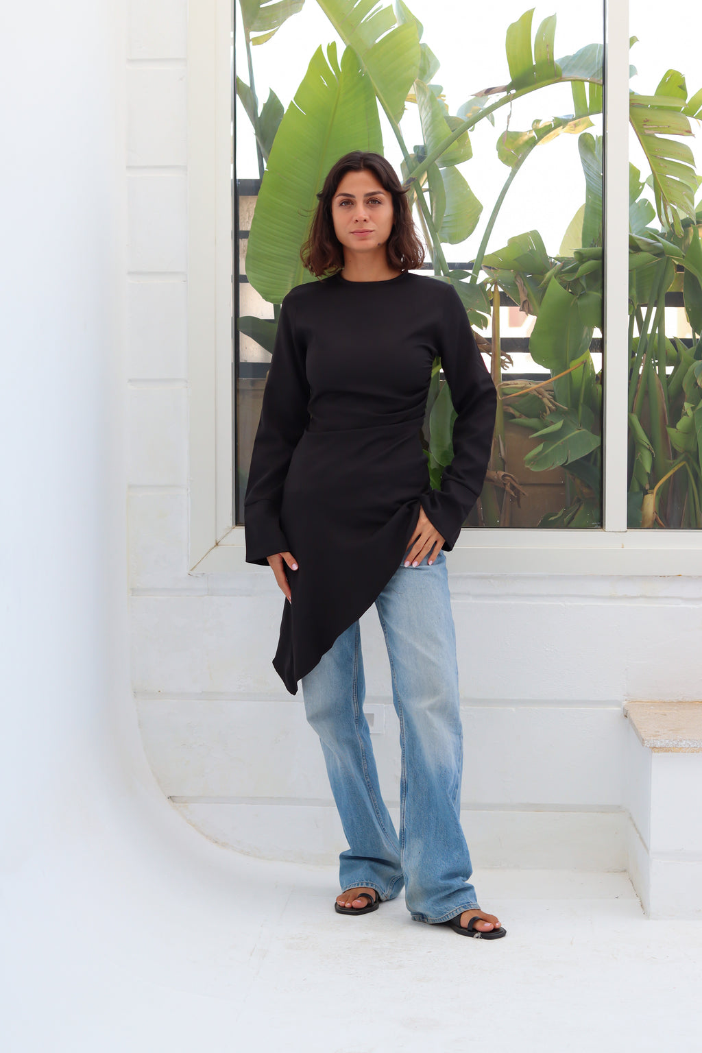 Zipper back blouse