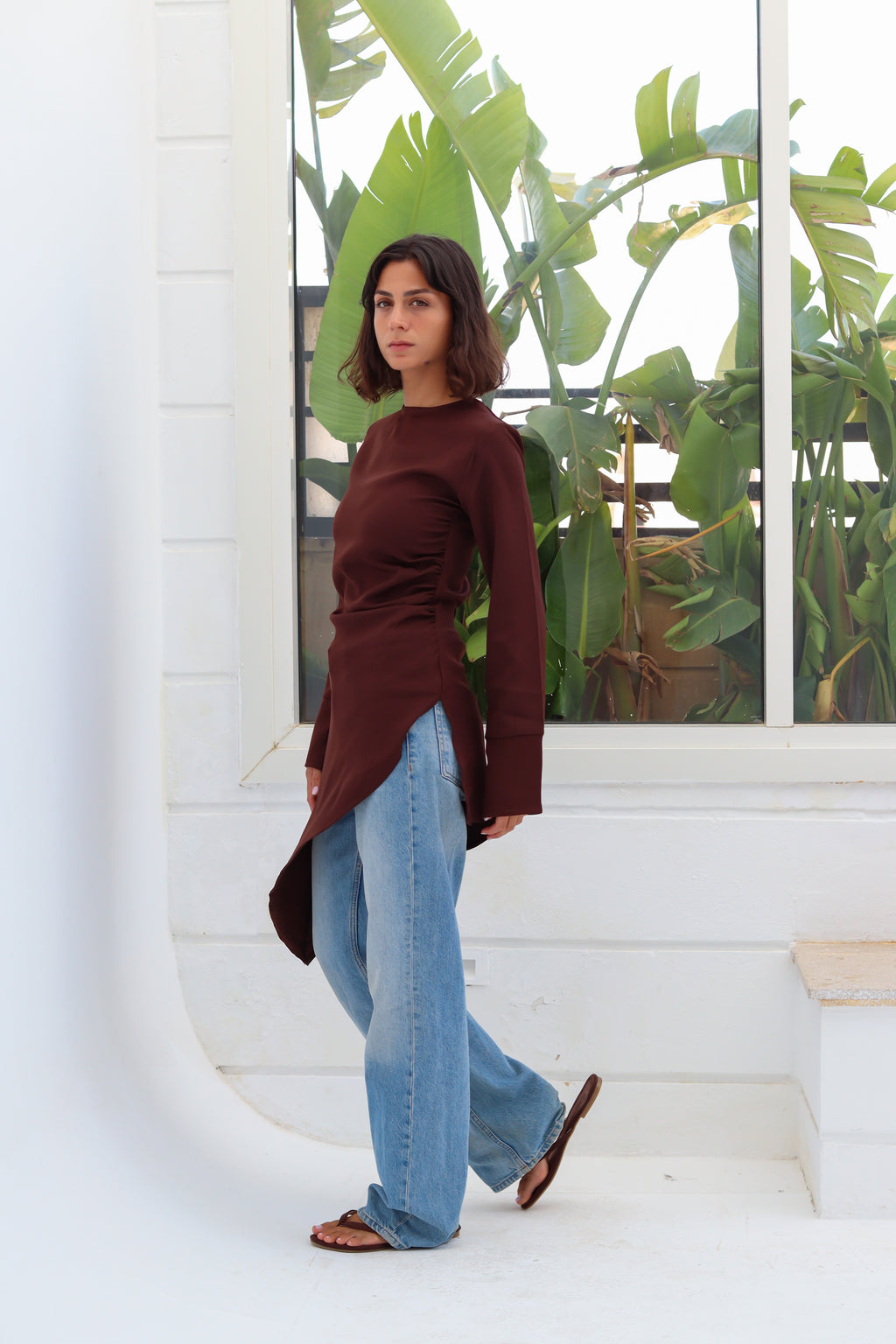 Zipper back blouse