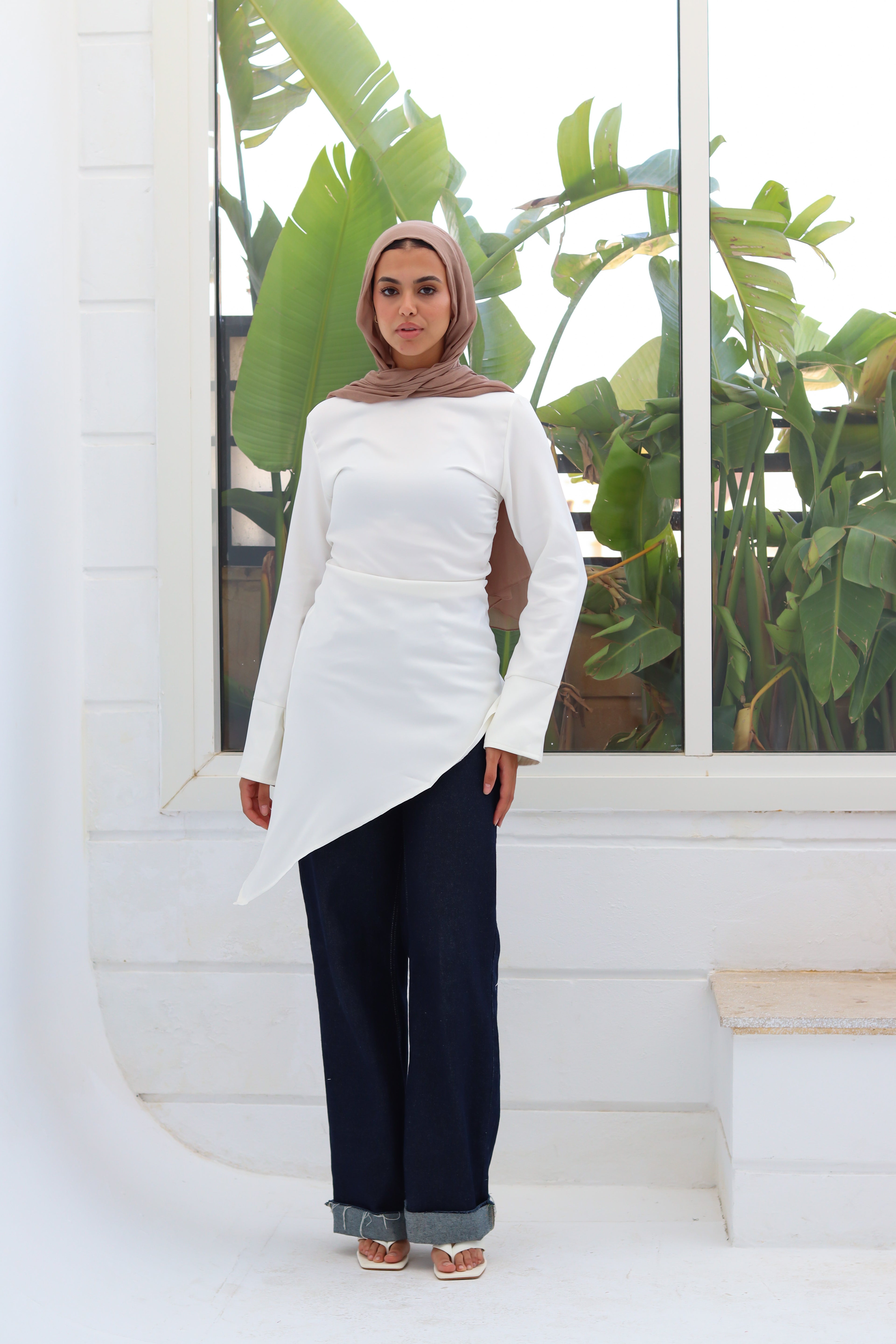 Zipper back blouse