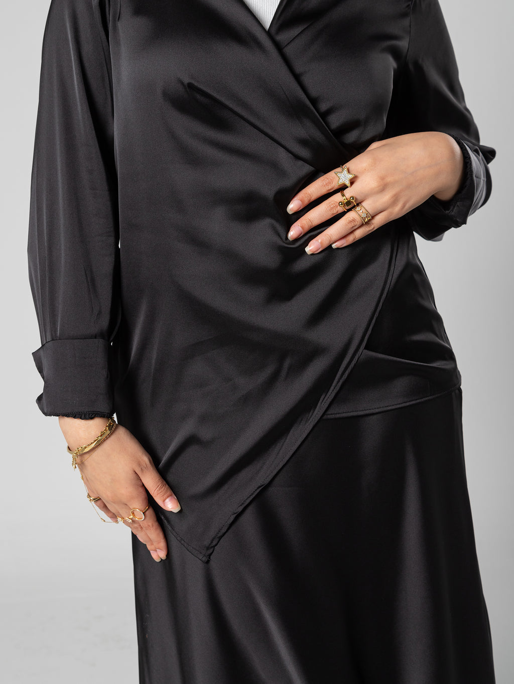 Wrap satin blouse