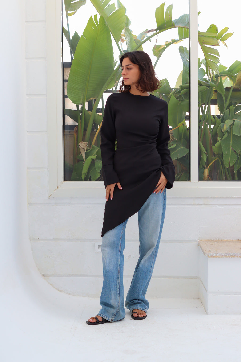 Zipper back blouse