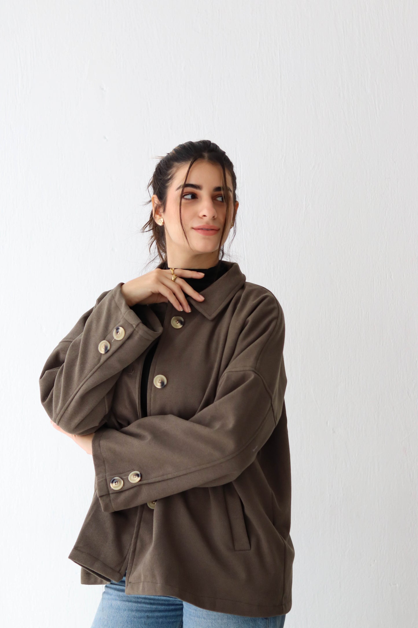 Cozy Buttoned Jacket -in olive