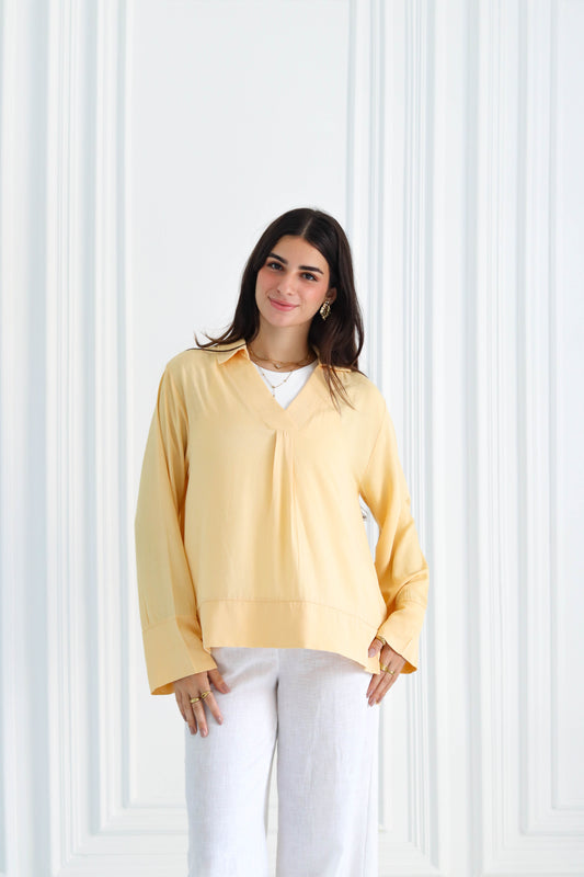 Basic linen shirt in yellow