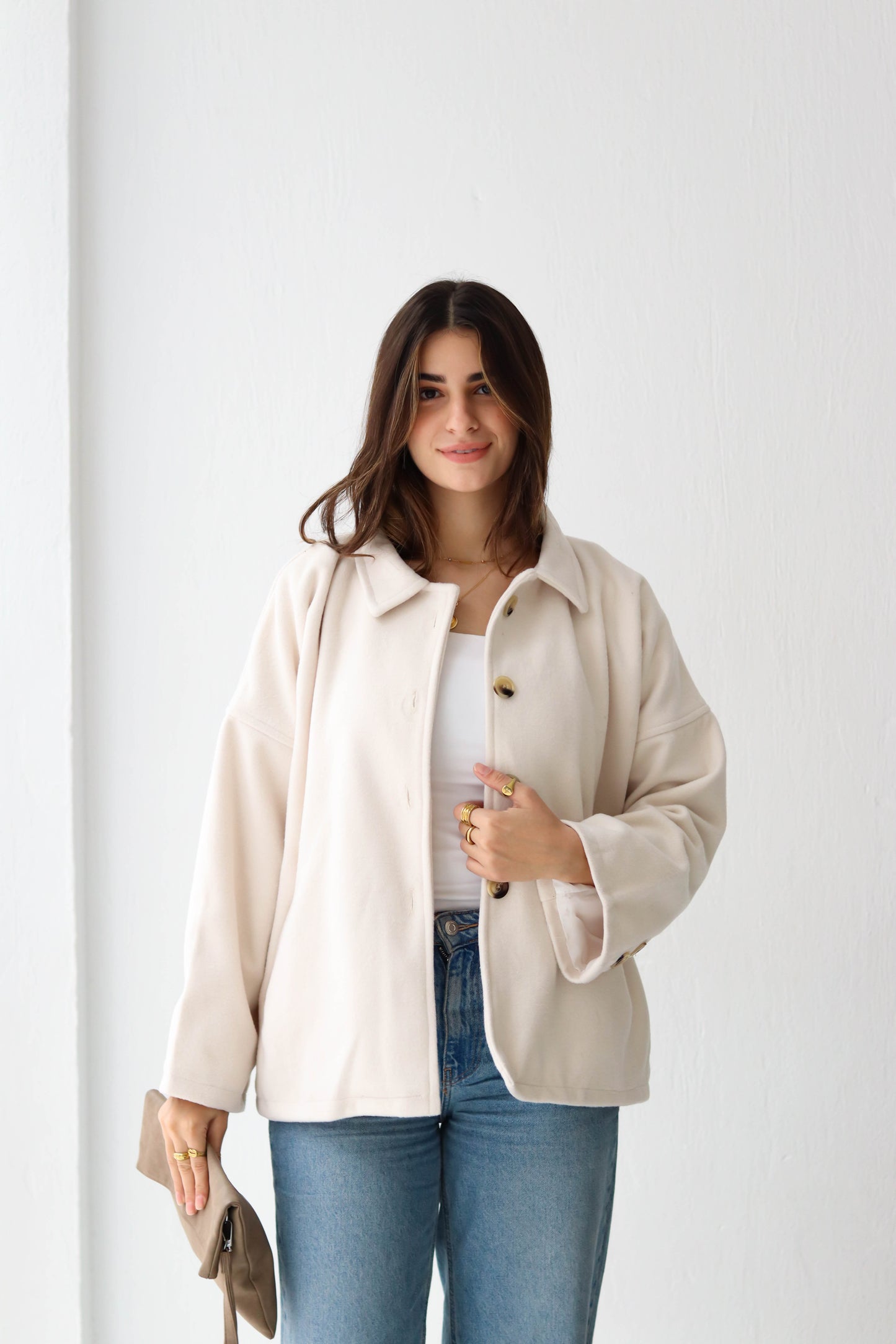 Cozy Buttoned Jacket -in warm off-white