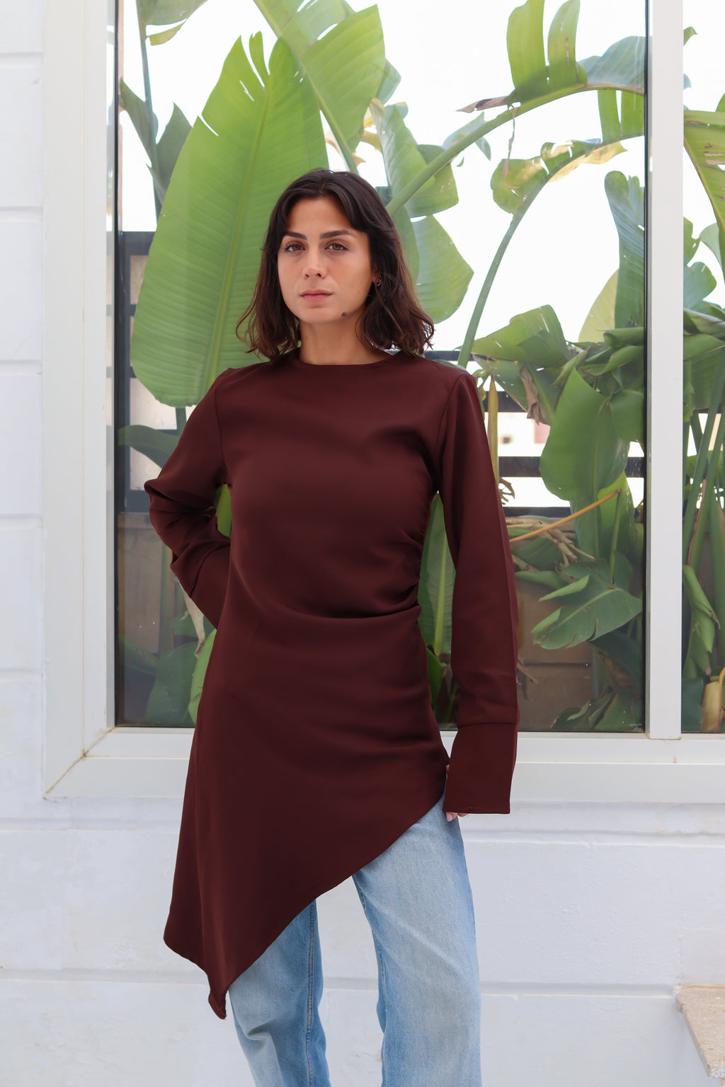 Zipper back blouse
