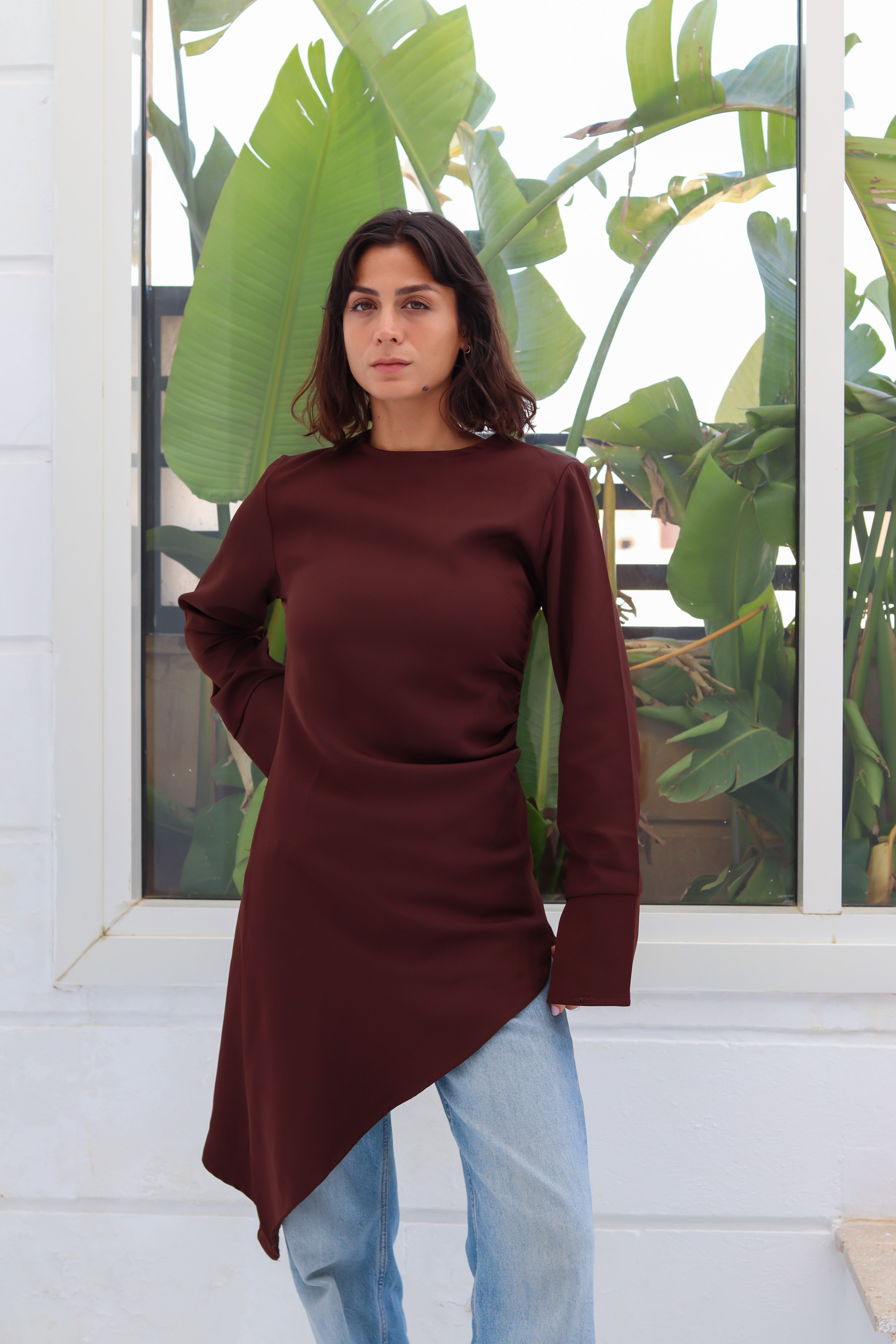 Zipper back blouse