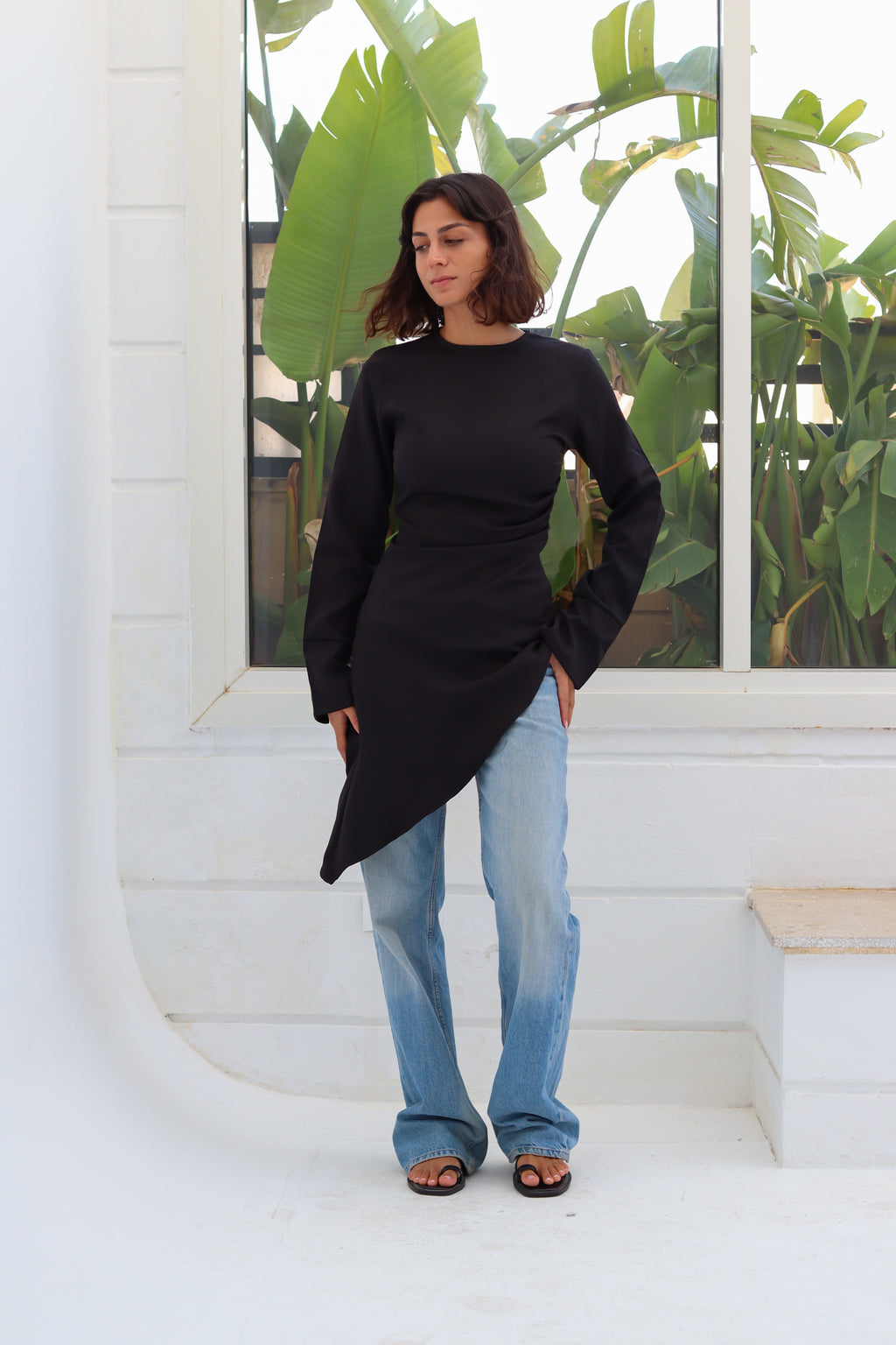 Zipper back blouse