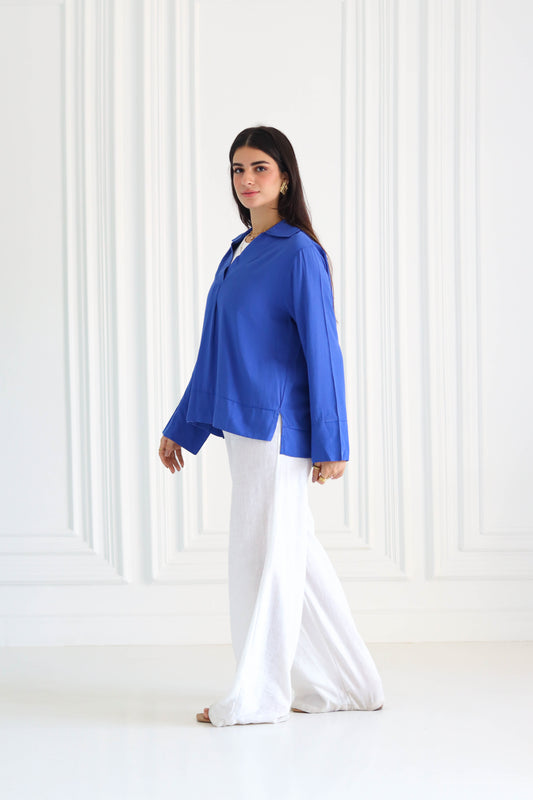 Basic linen shirt in blue