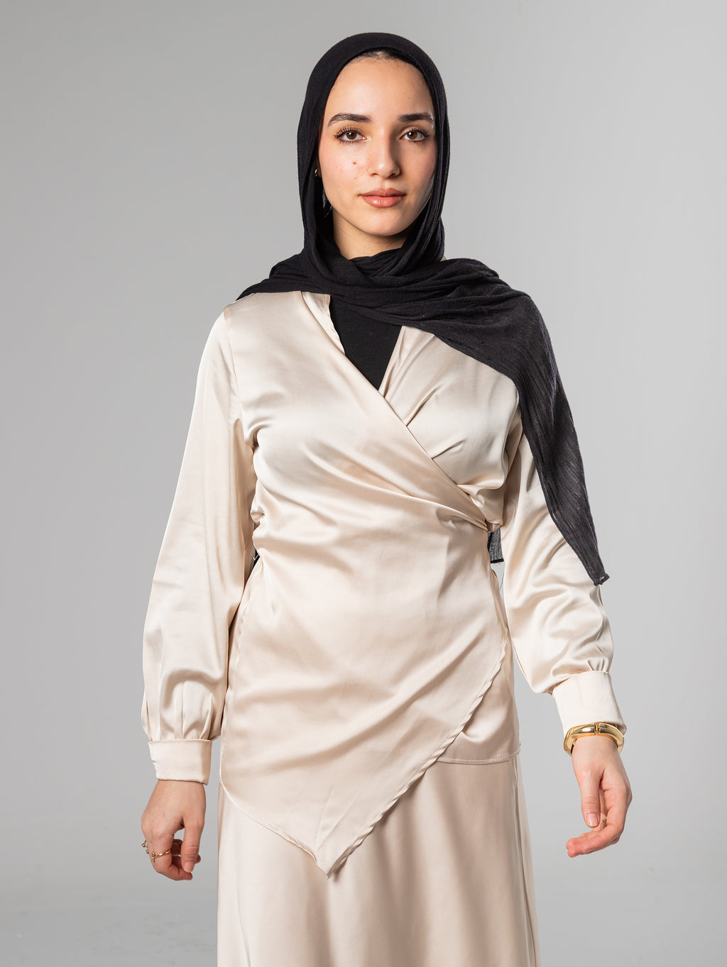Wrap satin blouse